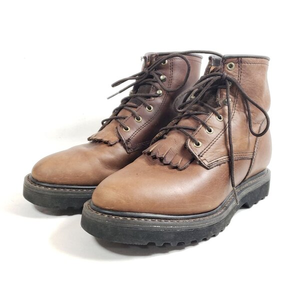 Double H Womens 6.5 Brown Leather Work Boots Oil Resistant Sole - Picture 2 of 9